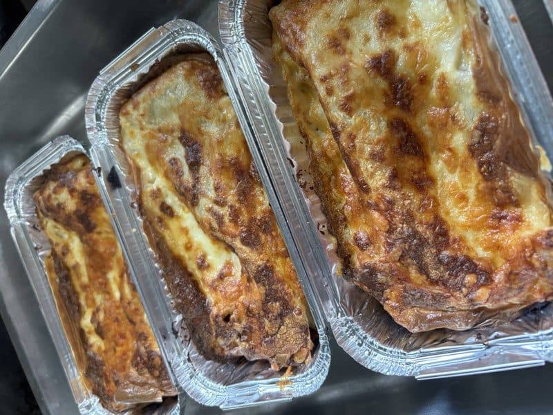 Homemade lasagne in oven-safe Heat & Eat trays