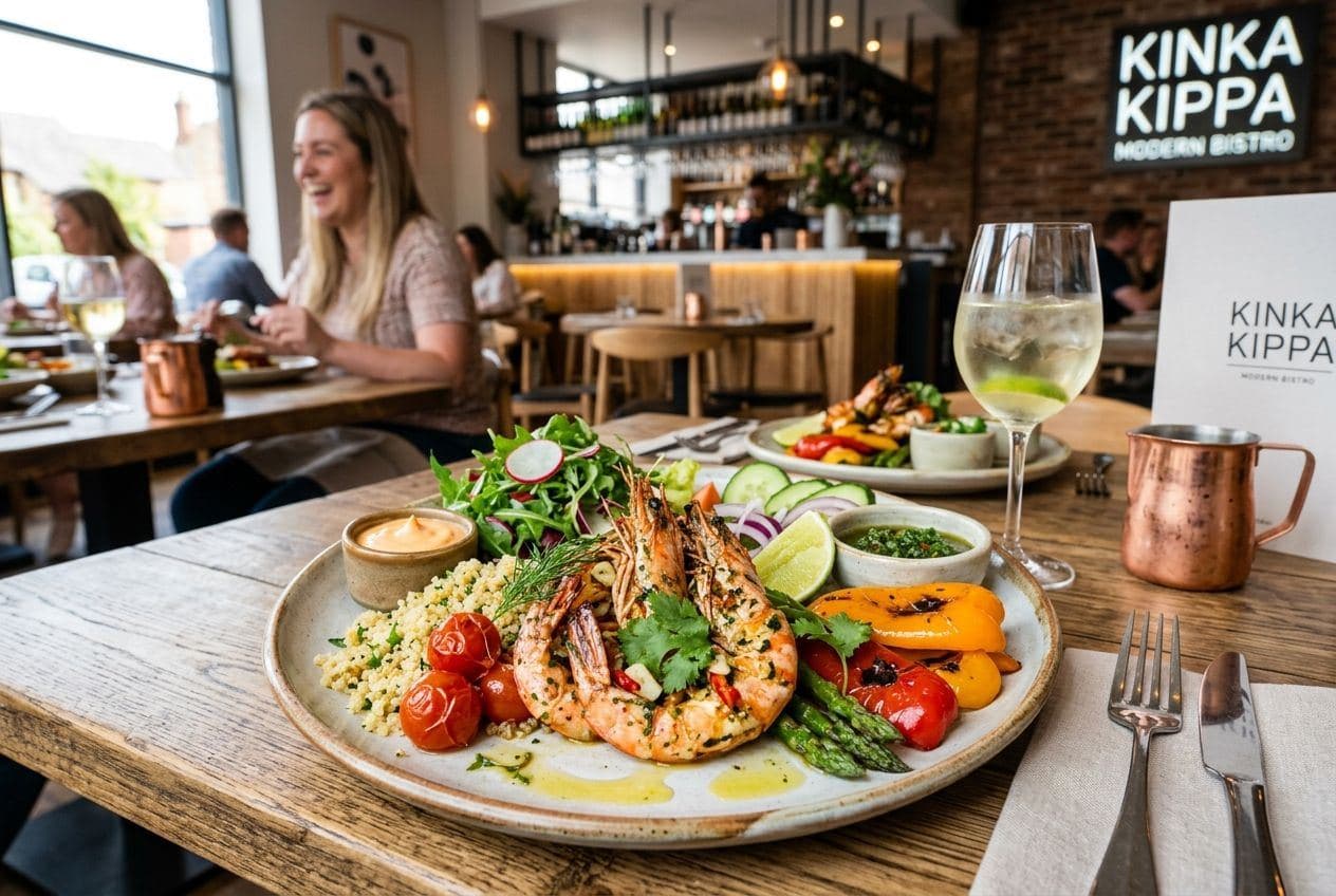 A fresh meal on a table inside Kinka Kippa